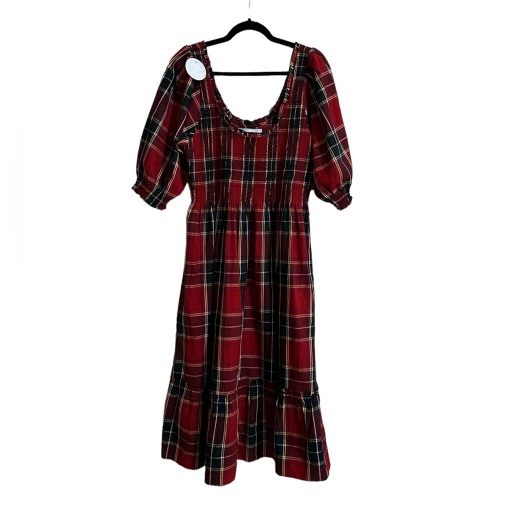 Hill House Red Plaid Midi Dress